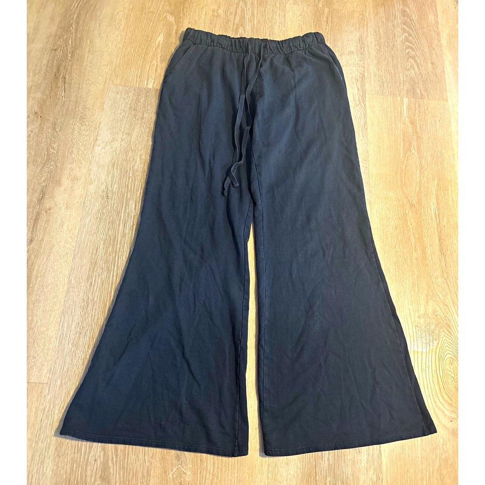 UO Out From Under Lived In Extreme Wide Leg Sweatpants Black Flare Leg Size L
